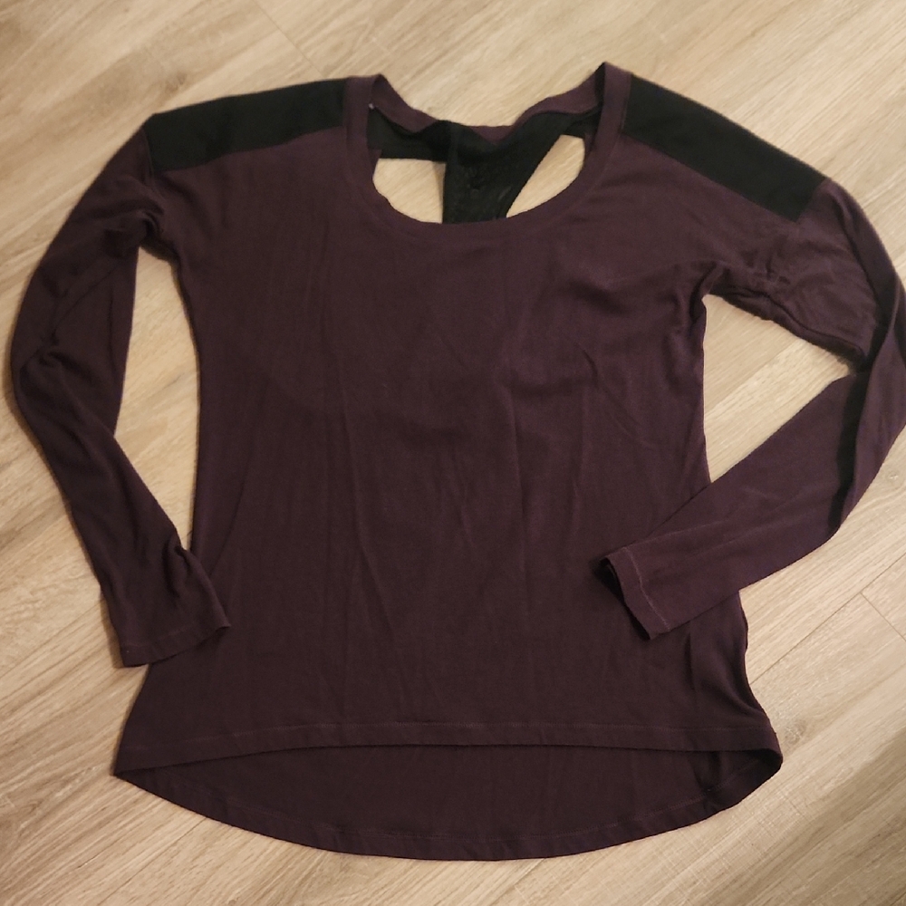 CALIA by Carrie Underwood Long Sleeve Tee in Plum with Black Accents